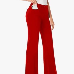 Red Stretchy Bootcut Dress Pants